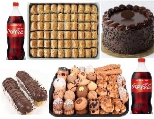 Akşam Oturması Paketi 4 Farklı Tatlı Çeşidi ve 2 Adet 1L Kola